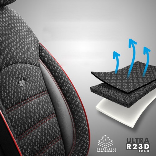 Καλύμματα καθισμάτων αυτοκινήτου μάυρα κόκκινα ποιότητα
