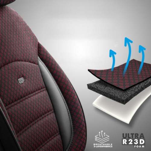 Καλύμματα καθισμάτων αυτοκινήτου κόκκινα ύφασμα που αναπνέει