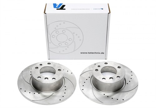 Μπροστά σετ δισκόπλακες τρυπητές, χαρακτές BMW 5 series E34 (καρέ:5x120,εξ.διάμετρο:302mm,Υψ:76mm) ta technix δισκόπλακες τρυπητές BMW