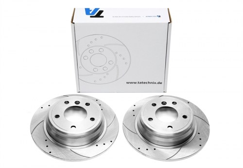 Πίσω σετ δισκόπλακες τρυπητές, χαρακτές BMW 5 series E39 (καρέ:5x120,εξ.διάμετρο:298mm,Υψ:61mm) ta technix δισκόπλακες τρυπητές BMW
