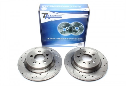 Πίσω σετ δισκόπλακες τρυπητές, χαρακτές Volvo S60 I (καρέ:5x108,εξ.διάμετρο:288mm,Υψ:65mm) ta technix δισκόπλακες τρυπητές Volvo