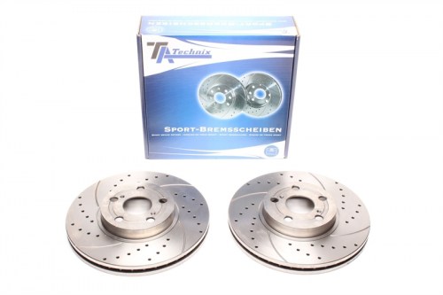 Μπροστά σετ δισκόπλακες τρυπητές, χαρακτές και αεριζόμενες Toyota Avensis T25 (καρέ:5x100,εξ.διάμετρο:277mm,Υψ:49,5mm) ta technix δισκόπλακες τρυπητές Toyota