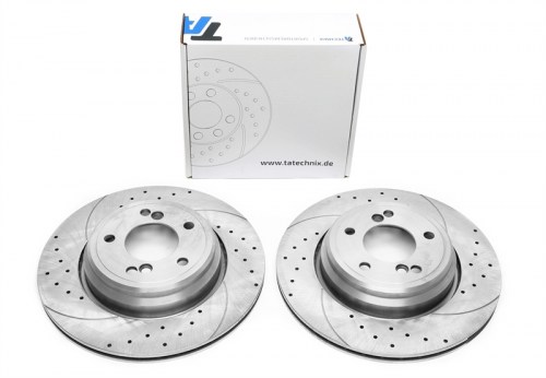 Πίσω σετ δισκόπλακες τρυπητές, χαρακτές και αεριζόμενες BMW 3 series M3, E46 (καρέ:,εξ.διάμετρο:328mm,Υψ:61,1mm) ta technix δισκόπλακες τρυπητές BMW