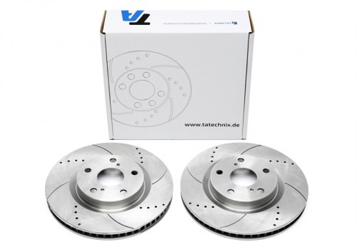 set Voderer axle perforated+χαρακτές+αεριζόμενες Toyota Camry (V3) (καρέ:5x114,3,εξ.διάμετρο:296mm,Υψ:49,2mm) ta technix δισκόπλακες τρυπητές Toyota