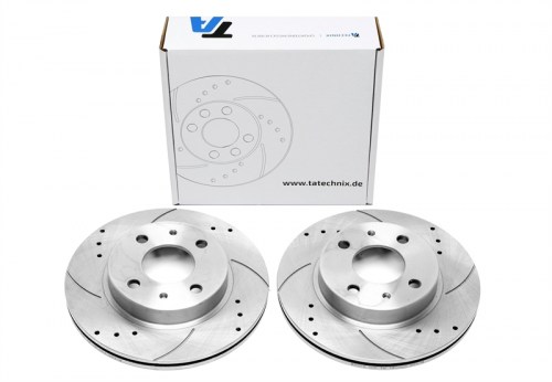 Μπροστά σετ δισκόπλακες τρυπητές, χαρακτές και αεριζόμενες Nissan Sunny II (N13)+Hatchback (καρέ:4x100,εξ.διάμετρο:240mm,Υψ:45mm) ta technix δισκόπλακες τρυπητές Nissan