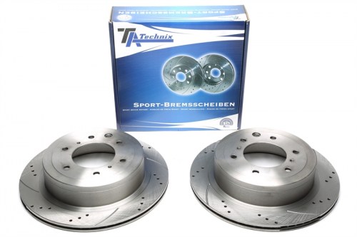 Πίσω σετ δισκόπλακες τρυπητές, χαρακτές και αεριζόμενες Mitsubishi Pajero V80 (καρέ:6x139,7,εξ.διάμετρο:332mm,Υψ:74,4mm) ta technix δισκόπλακες τρυπητές Mitsubishi