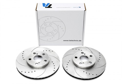 Μπροστά σετ δισκόπλακες τρυπητές, χαρακτές και αεριζόμενες Toyota Avensis (T22)+Liftback +Station Wagon (καρέ:5x100,εξ.διάμετρο:275mm,Υψ:49,2mm) ta technix δισκόπλακες τρυπητές Toyota