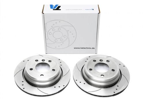 Πίσω σετ δισκόπλακες τρυπητές, χαρακτές και αεριζόμενες BMW 5 series / Touring (καρέ:5x120,εξ.διάμετρο:298mm,Υψ:61,2mm) ta technix δισκόπλακες τρυπητές BMW