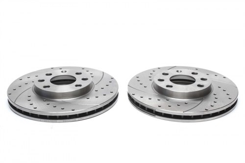 Μπροστά σετ δισκόπλακες τρυπητές, χαρακτές και αεριζόμενες Opel Astra F Classic CC (καρέ:4x100,εξ.διάμετρο:256mm,Υψ:41,1mm) ta technix δισκόπλακες τρυπητές Opel