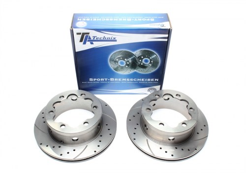 Μπροστά σετ δισκόπλακες τρυπητές, χαρακτές και αεριζόμενες Mercedes Sprinter 3-t Bus/Kasten/Pritsche (903) (καρέ:6x145,εξ.διάμετρο:285mm,Υψ:95,5mm) ta technix δισκόπλακες τρυπητές Volkswagen