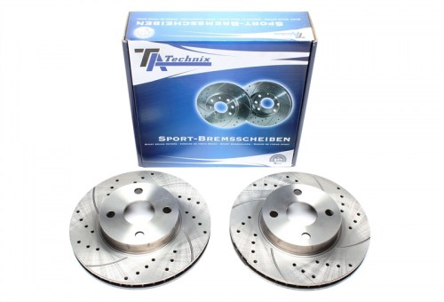 Μπροστά σετ δισκόπλακες τρυπητές, χαρακτές και αεριζόμενες Toyota Corolla E12 (καρέ:4x100,εξ.διάμετρο:254,9mm,Υψ:49,3mm) ta technix δισκόπλακες τρυπητές Toyota