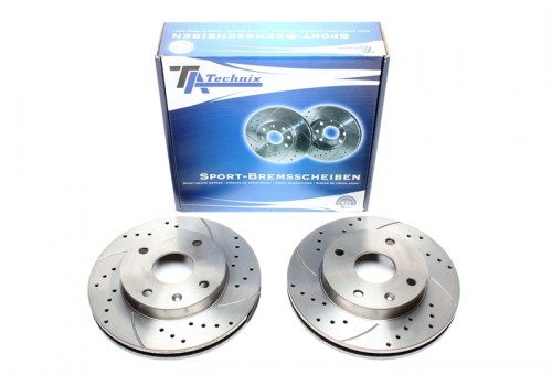 Μπροστά σετ δισκόπλακες τρυπητές, χαρακτές και αεριζόμενες Chevrolet Nubira Stufenheck (KLAJ)+Kombi/Wagon (καρέ:4x114,3,εξ.διάμετρο:256mm,Υψ:47mm) ta technix δισκόπλακες τρυπητές Chevrolet