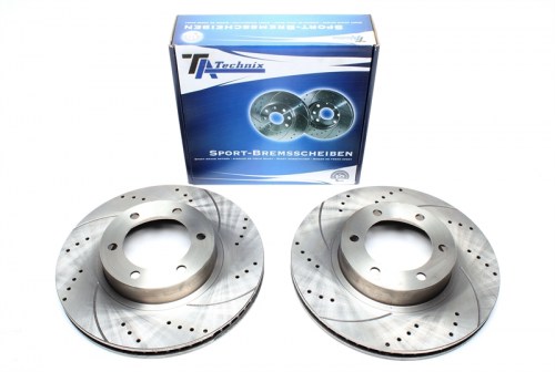 Μπροστά σετ δισκόπλακες τρυπητές, χαρακτές και αεριζόμενες Toyota Land Cruiser KDJ12_, GRJ12_ (καρέ:6x139,7,εξ.διάμετρο:337,7mm,Υψ:67,3mm) ta technix δισκόπλακες τρυπητές Toyota