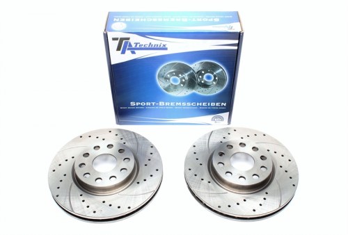 Μπροστά σετ δισκόπλακες τρυπητές, χαρακτές και αεριζόμενες Alfa Romeo 166 (936) (καρέ:5/10x108,εξ.διάμετρο:281mm,Υψ:47,5mm) ta technix δισκόπλακες τρυπητές Lancia